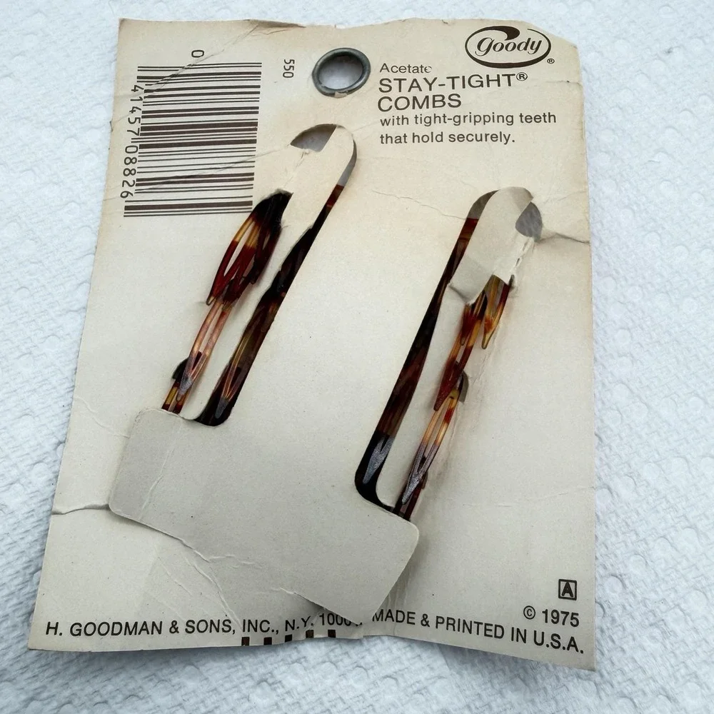 1975 GOODY 4 Stay Tight Acetate Mini Combs #550 NOS 2